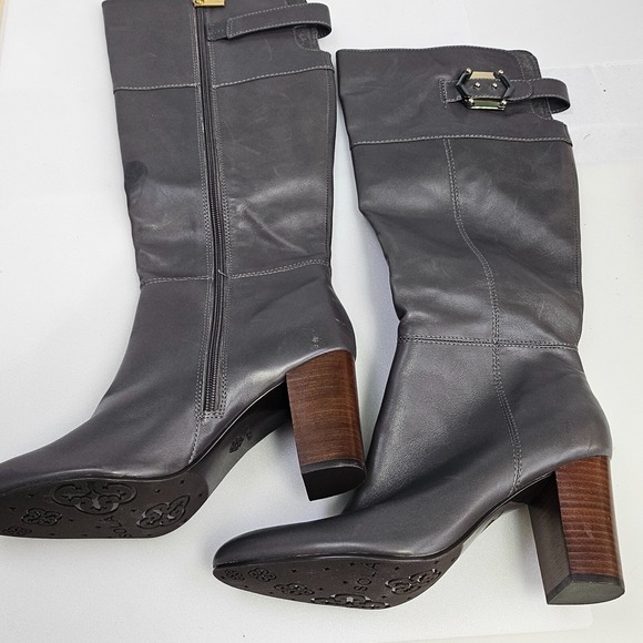 Isola Over the Knee Boots Womens Size 9.5M Steel Gray Leather Block Heel 6414308 - Picture 2 of 16